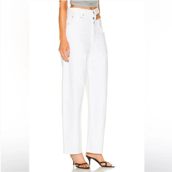 NEW $248 AGOLDE Broken Waistband Jean in Milkshake White | 27 - Picture 3 of 11